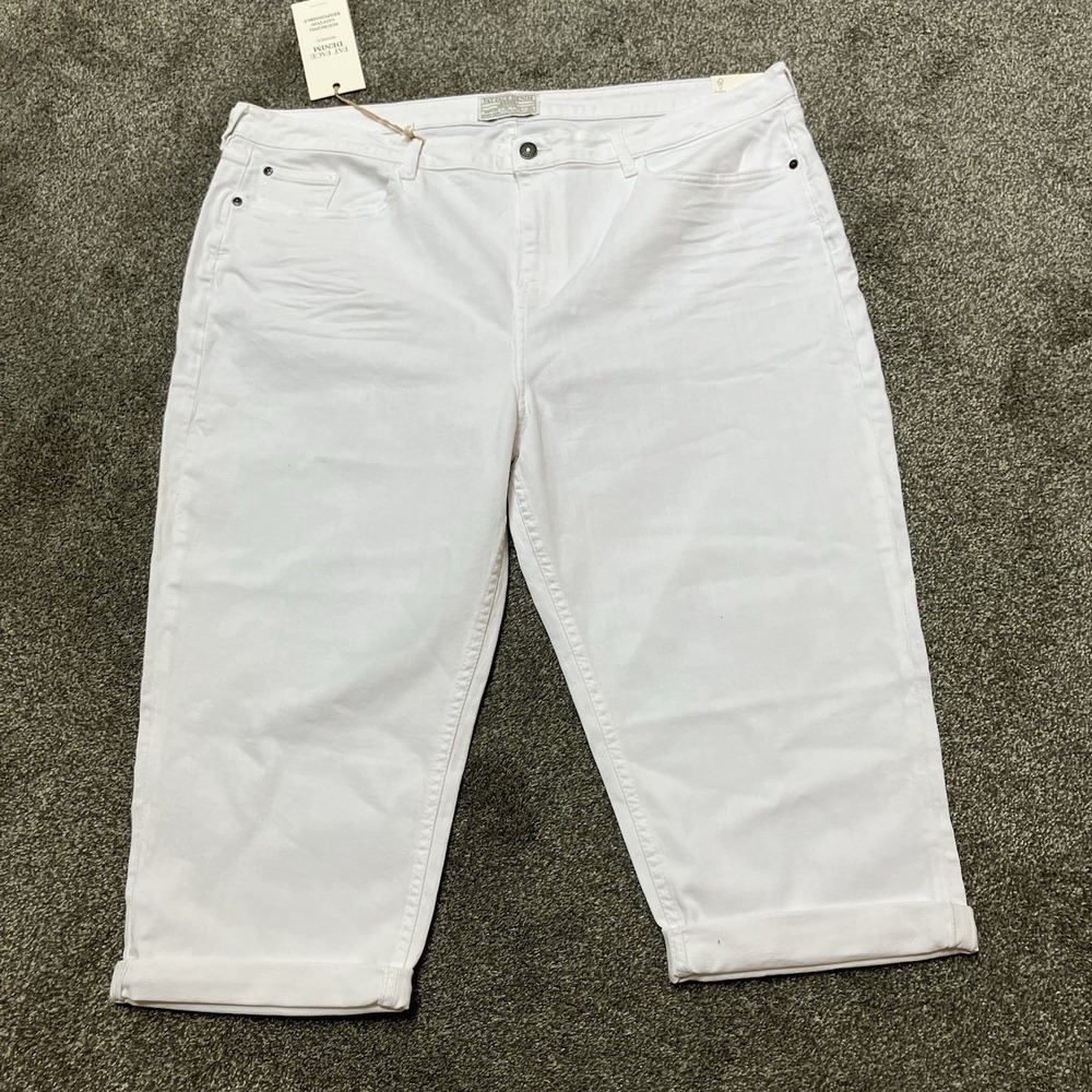 NWT Fat Face Sz 18 18R White Stretch Capri Crop Denim Pants Women's UK Sz 22 22R